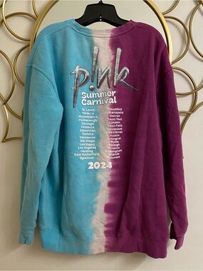 P!NK Official Pink Summer Carnival Tour 2024 Split Tie Dye Crew Neck Sweatshirt